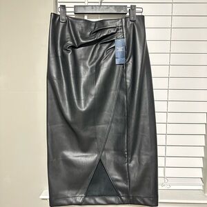 A&F Black Faux Leather Wrap Pencil Skirt